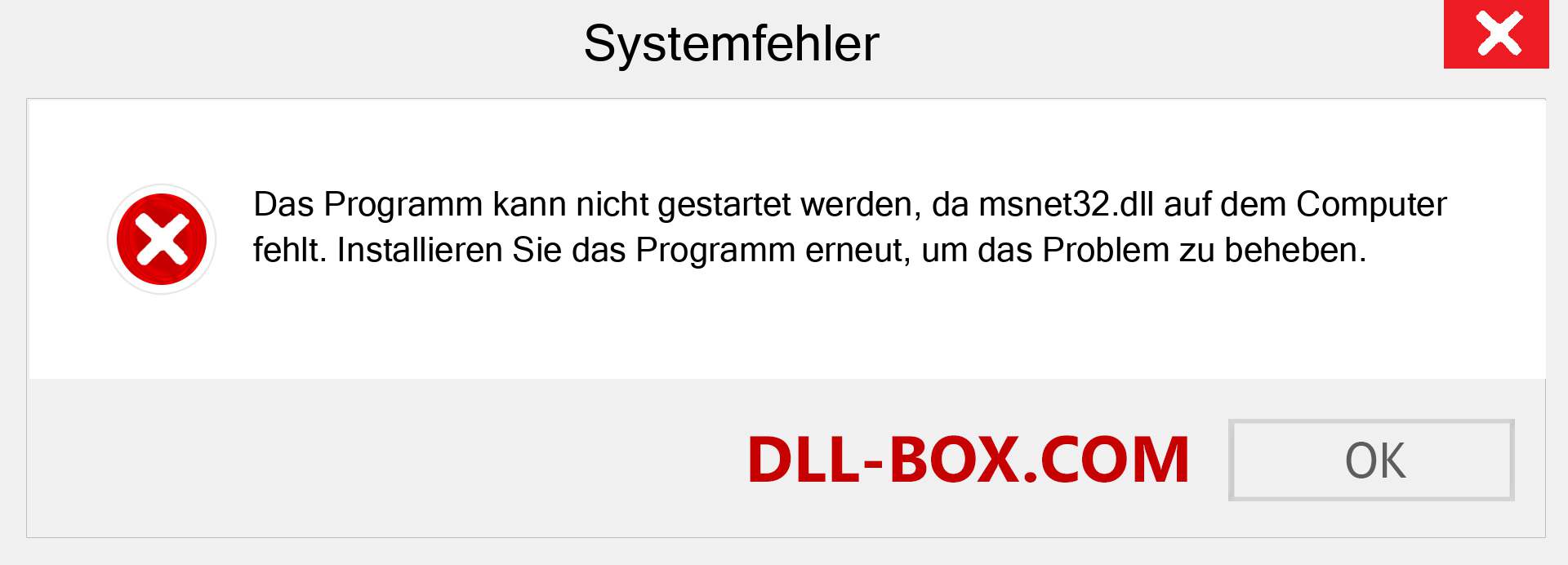 msnet32.dll-Datei fehlt?. Download für Windows 7, 8, 10 - Fix msnet32 dll Missing Error unter Windows, Fotos, Bildern